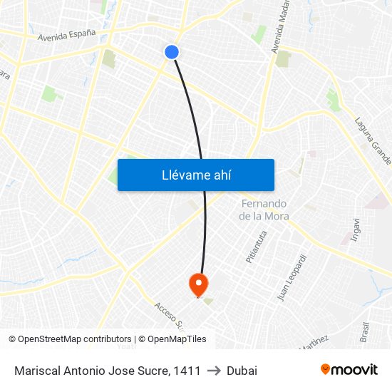 Mariscal Antonio Jose Sucre, 1411 to Dubai map