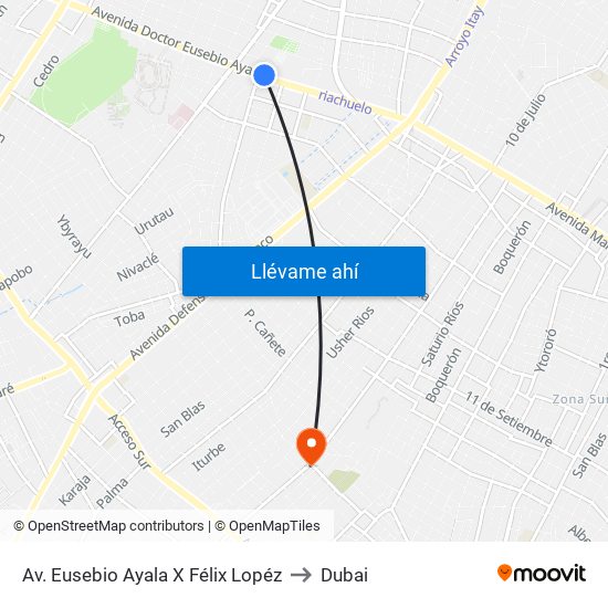 Av. Eusebio Ayala X Félix Lopéz to Dubai map
