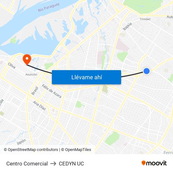 Centro Comercial to CEDYN UC map