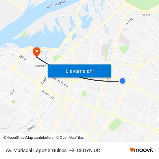 Av. Mariscal López X Bulnes to CEDYN UC map