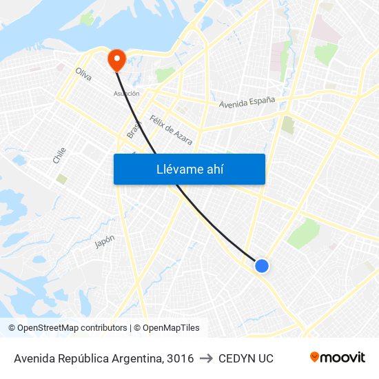 Avenida República Argentina, 3016 to CEDYN UC map