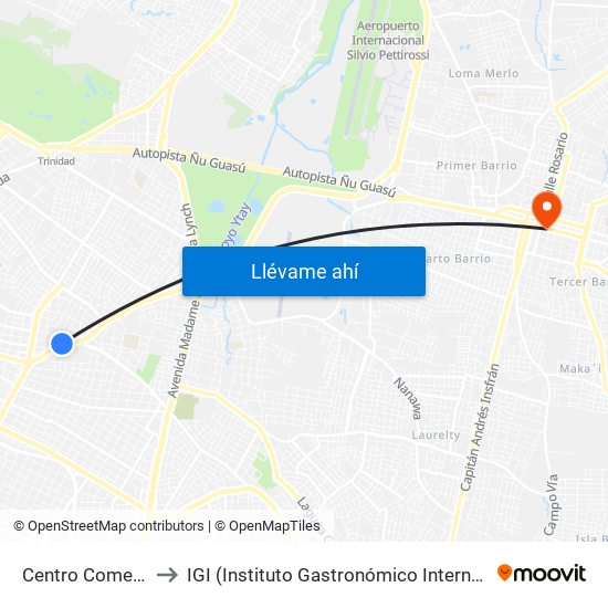 Centro Comercial to IGI (Instituto Gastronómico Internacional) map