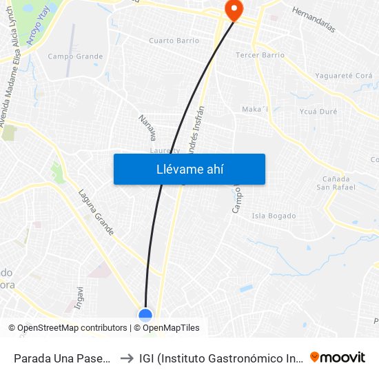 Parada Una Paseo Amelia to IGI (Instituto Gastronómico Internacional) map