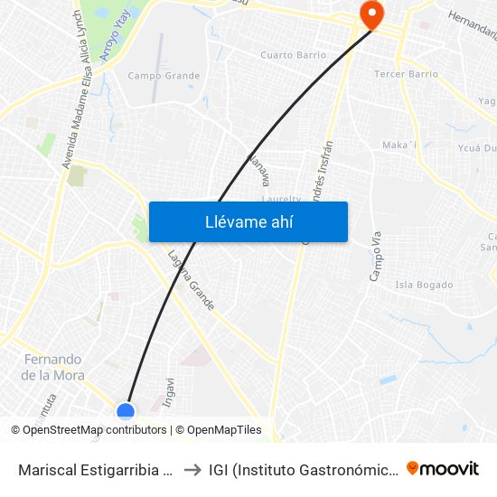 Mariscal Estigarribia X Atilio Galfre to IGI (Instituto Gastronómico Internacional) map