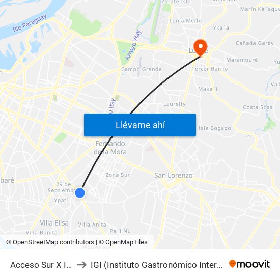 Acceso Sur X Israel to IGI (Instituto Gastronómico Internacional) map