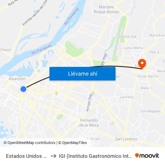 Estados Unidos X Azara to IGI (Instituto Gastronómico Internacional) map