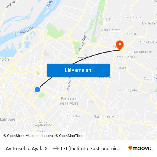 Av. Eusebio Ayala X Nazareth to IGI (Instituto Gastronómico Internacional) map