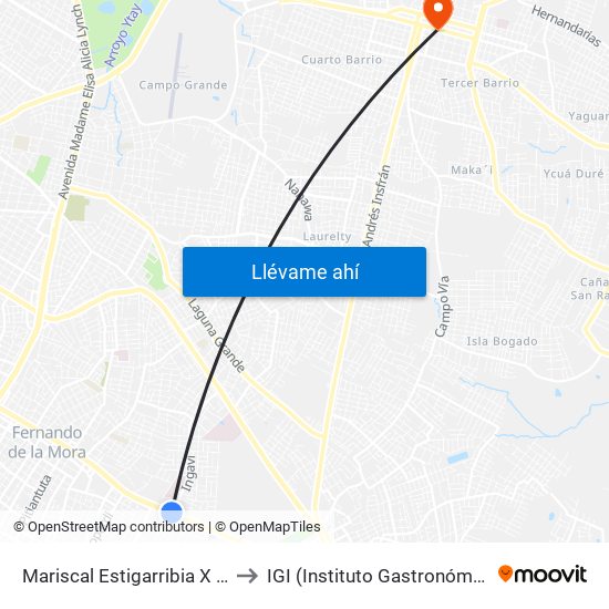 Mariscal Estigarribia X Andrés Barbero to IGI (Instituto Gastronómico Internacional) map