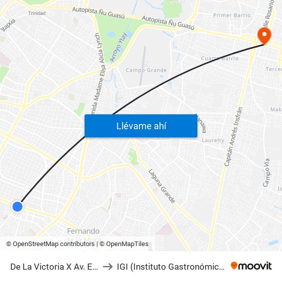 De La Victoria X Av. Eusebio Ayala to IGI (Instituto Gastronómico Internacional) map
