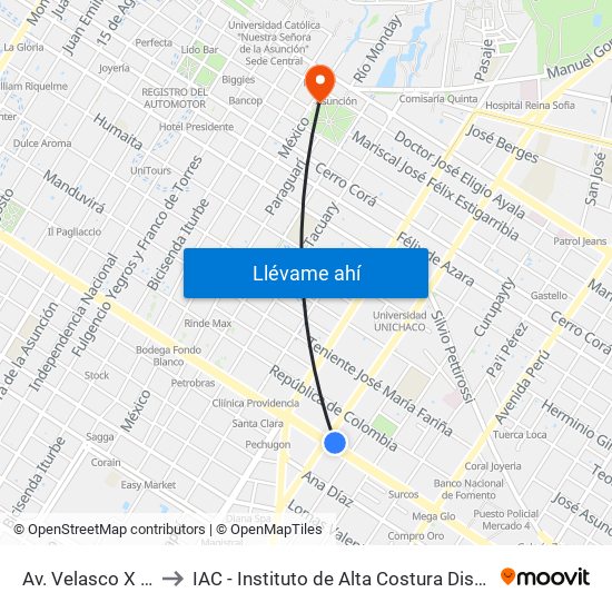 Av. Velasco X Brasil to IAC - Instituto de Alta Costura Diseño y Moda map