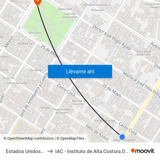 Estados Unidos X Azara to IAC - Instituto de Alta Costura Diseño y Moda map