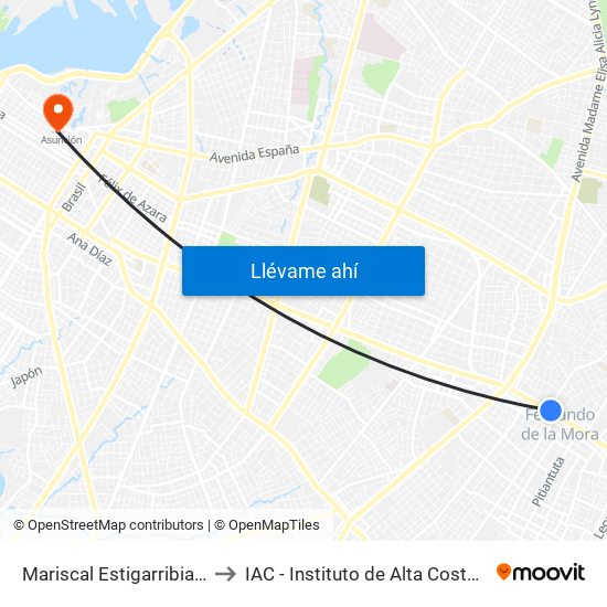 Mariscal Estigarribia X 10 De Julio to IAC - Instituto de Alta Costura Diseño y Moda map