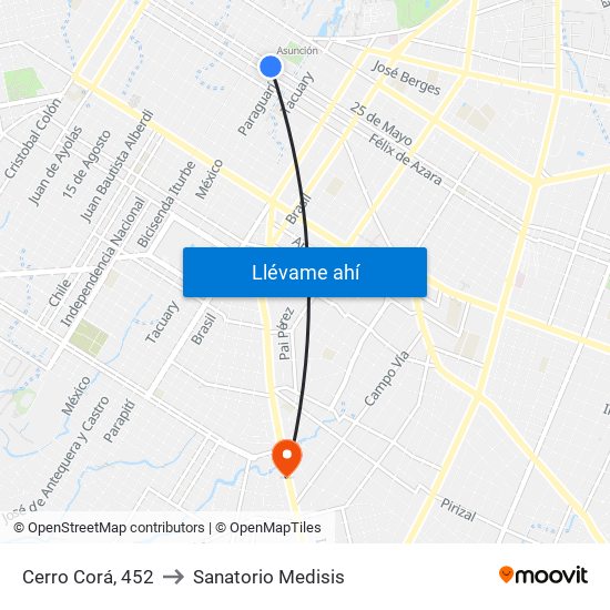 Cerro Corá, 452 to Sanatorio Medisis map