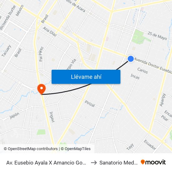 Av. Eusebio Ayala X Amancio González to Sanatorio Medisis map