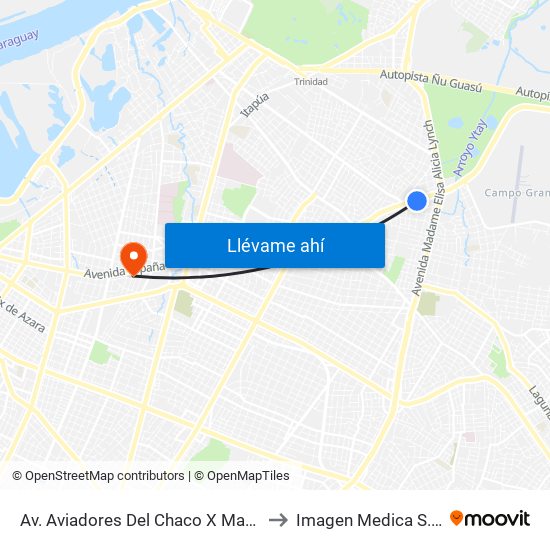 Av. Aviadores Del Chaco X Martínez to Imagen Medica S.R.L. map