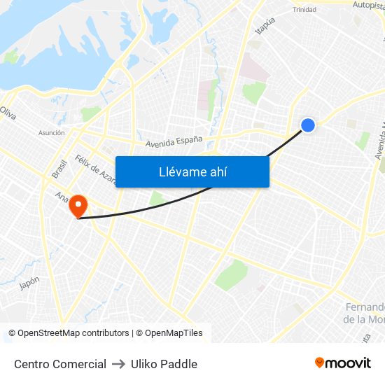 Centro Comercial to Uliko Paddle map