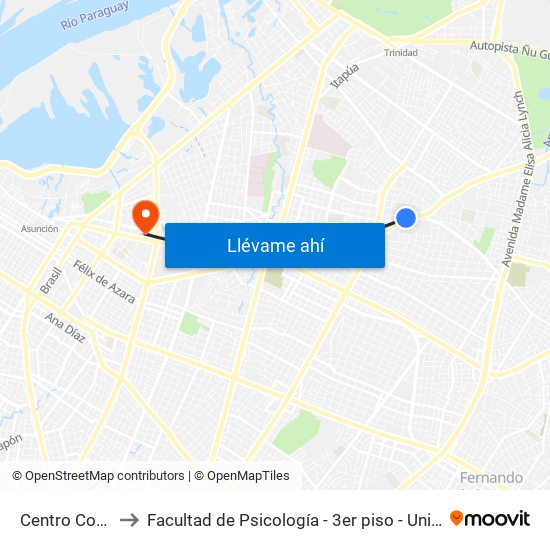 Centro Comercial to Facultad de Psicología - 3er piso - Universidad Columbia map