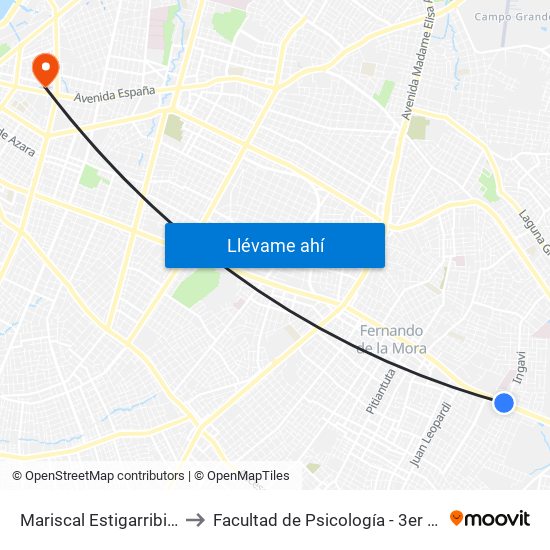 Mariscal Estigarribia X Andrés Barbero to Facultad de Psicología - 3er piso - Universidad Columbia map