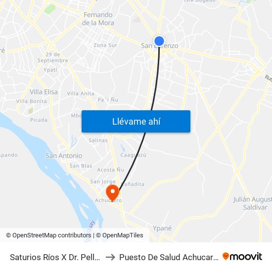 Saturios Ríos X Dr. Pellón to Puesto De Salud Achucarro map