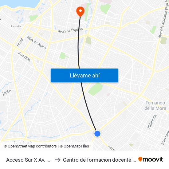 Acceso Sur X Av. Defensores Del Chaco to Centro de formacion docente "Nuestra Señora De La Asuncion" map