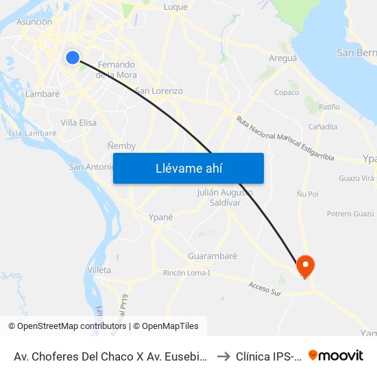 Av. Choferes Del Chaco X Av. Eusebio Ayala to Clínica IPS-ITA map
