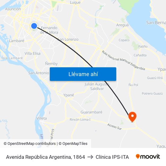 Avenida República Argentina, 1864 to Clínica IPS-ITA map