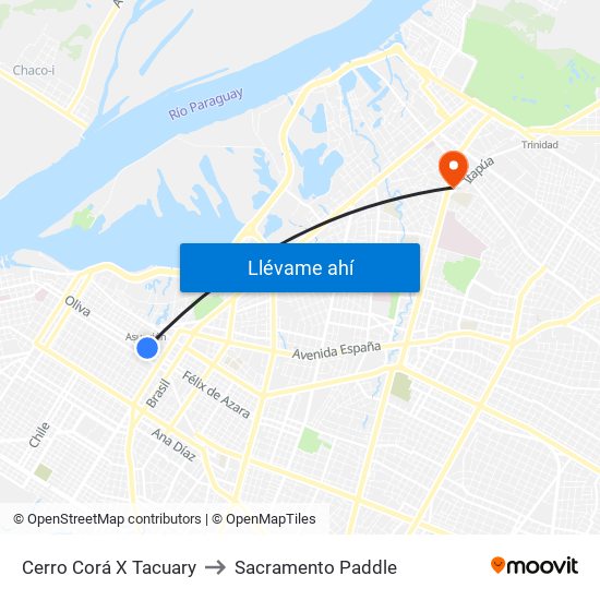 Cerro Corá X Tacuary to Sacramento Paddle map