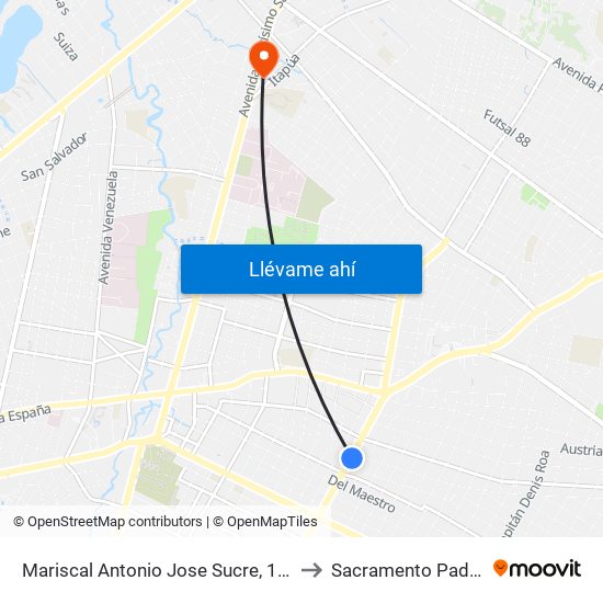 Mariscal Antonio Jose Sucre, 1411 to Sacramento Paddle map