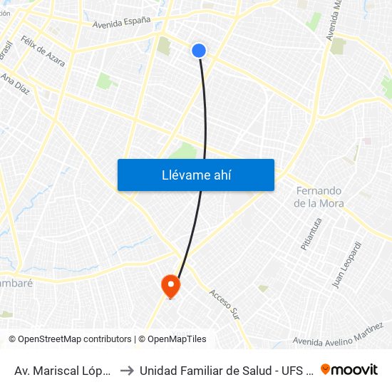 Av. Mariscal López X Bulnes to Unidad Familiar de Salud - UFS 29 de Septiembre map