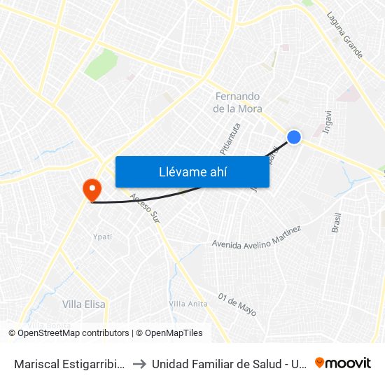 Mariscal Estigarribia X Atilio Galfre to Unidad Familiar de Salud - UFS 29 de Septiembre map
