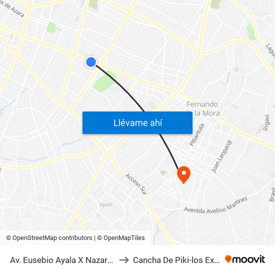 Av. Eusebio Ayala X Nazareth to Cancha De Piki-los Extra map