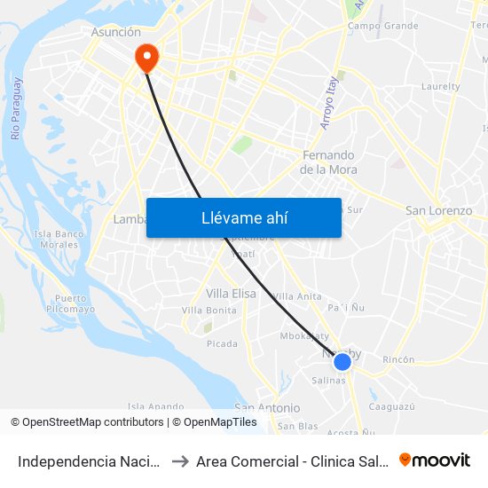 Independencia Nacional, 2196 to Area Comercial - Clinica Salud Protegida map