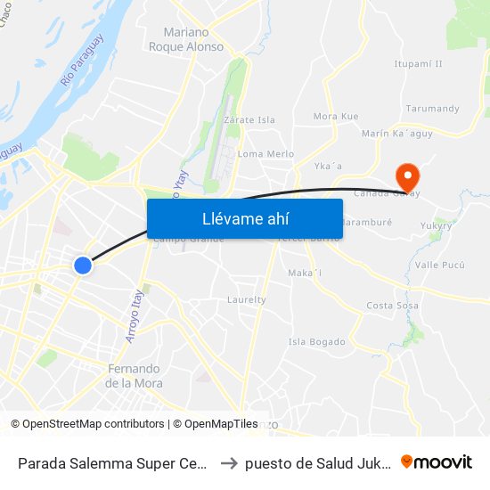 Parada Salemma Super Center to puesto de Salud Jukyry map