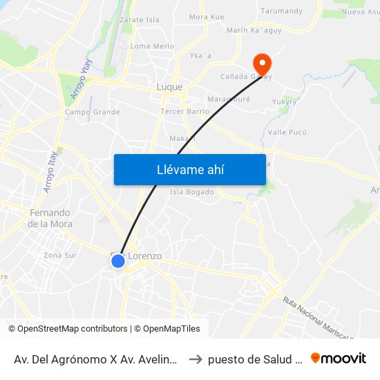 Av. Del Agrónomo X Av. Avelino Martínez to puesto de Salud Jukyry map