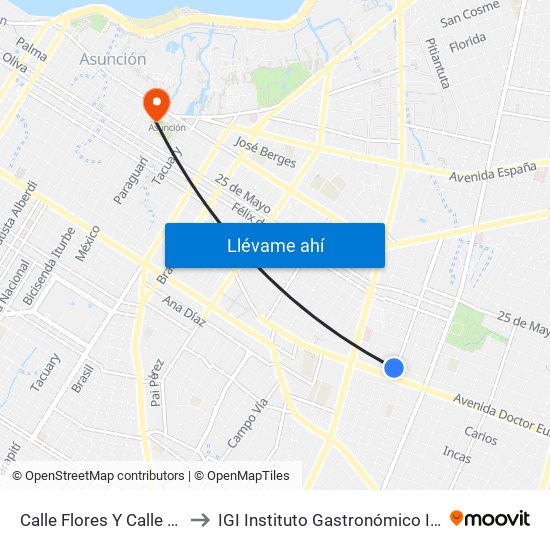 Calle Flores Y Calle Melgarejo to IGI Instituto Gastronómico Internacional map