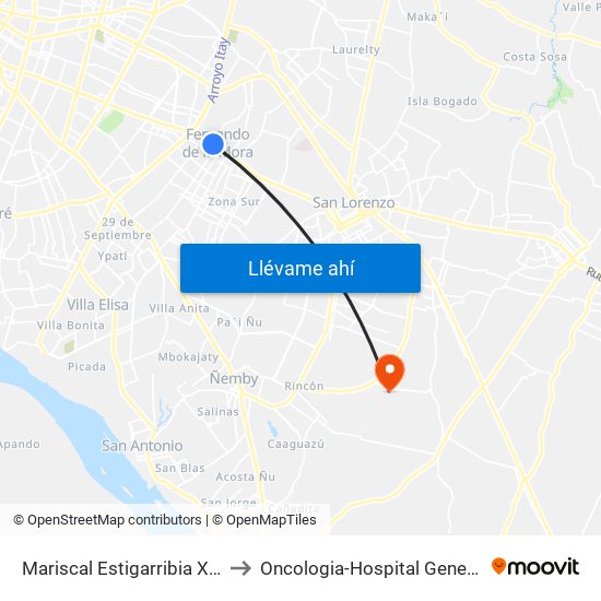 Mariscal Estigarribia X 10 De Julio to Oncologia-Hospital General Pediatrico map