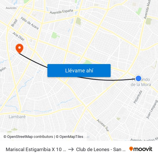 Mariscal Estigarribia X 10 De Julio to Club de Leones - San Vicente map
