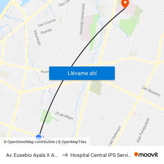 Av. Eusebio Ayala X Amancio González to Hospital Central IPS Servicio De Tomografia map