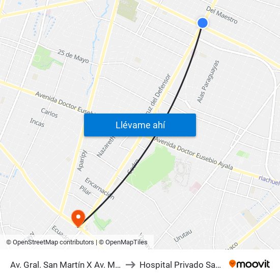 Av. Gral. San Martín X Av. Mcal. López to Hospital Privado Samaritano map