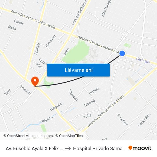 Av. Eusebio Ayala X Félix Lopéz to Hospital Privado Samaritano map