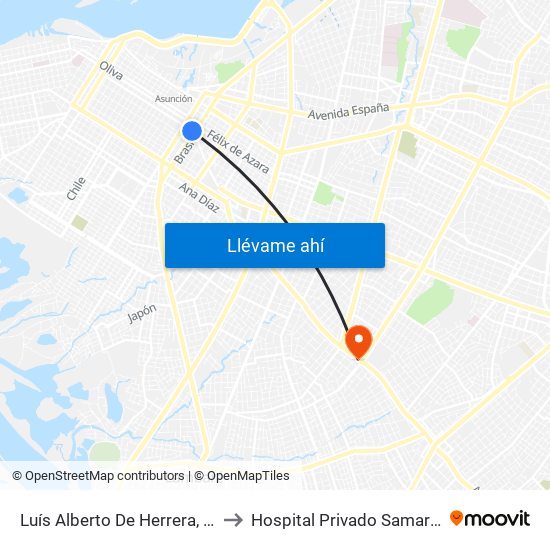 Luís Alberto De Herrera, 1095 to Hospital Privado Samaritano map