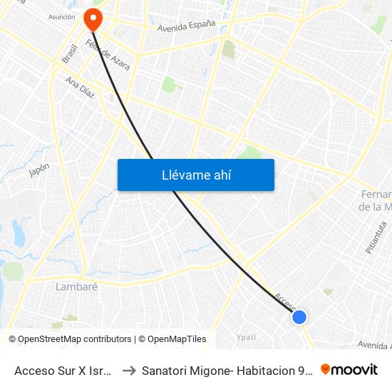 Acceso Sur X Israel to Sanatori Migone- Habitacion 903 map