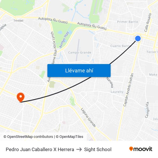 Pedro Juan Caballero X Herrera to Sight School map