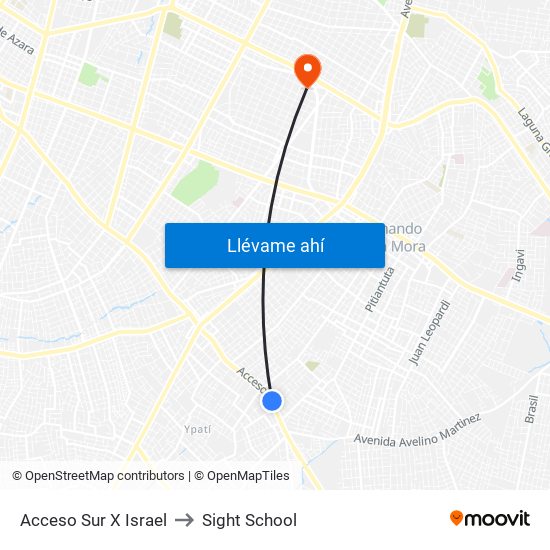 Acceso Sur X Israel to Sight School map