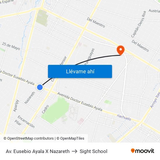 Av. Eusebio Ayala X Nazareth to Sight School map