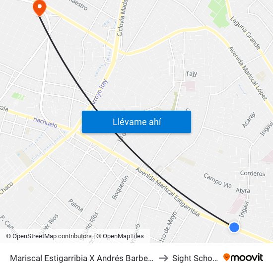 Mariscal Estigarribia X Andrés Barbero to Sight School map
