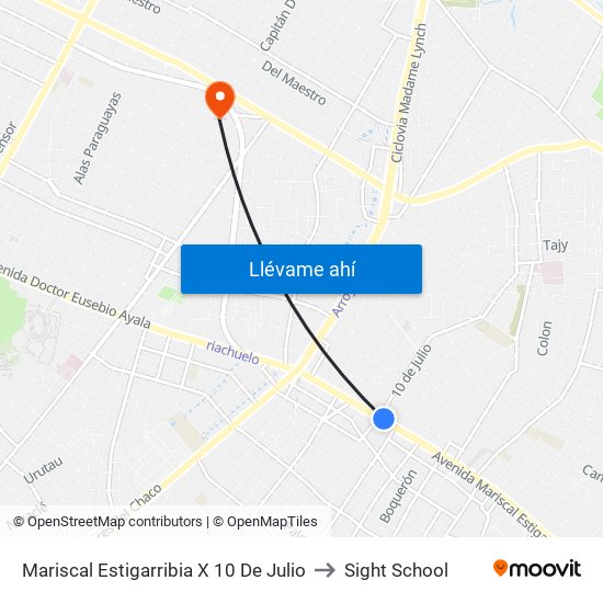 Mariscal Estigarribia X 10 De Julio to Sight School map