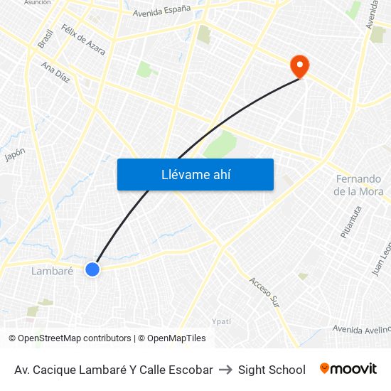 Av. Cacique Lambaré Y Calle Escobar to Sight School map