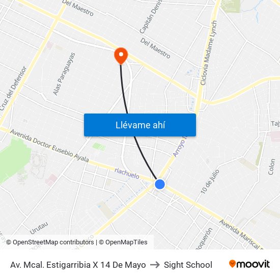 Av. Mcal. Estigarribia X 14 De Mayo to Sight School map