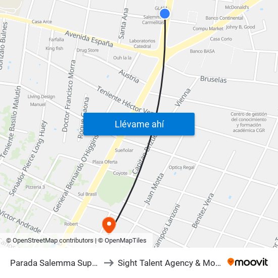 Parada Salemma Super Center to Sight Talent Agency & Model School map